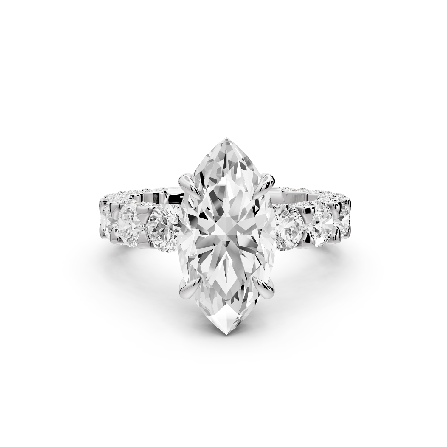 Maya - 3ct platinum Marquise Hidden Halo Engagement Ring with Halo-Set Side Stones