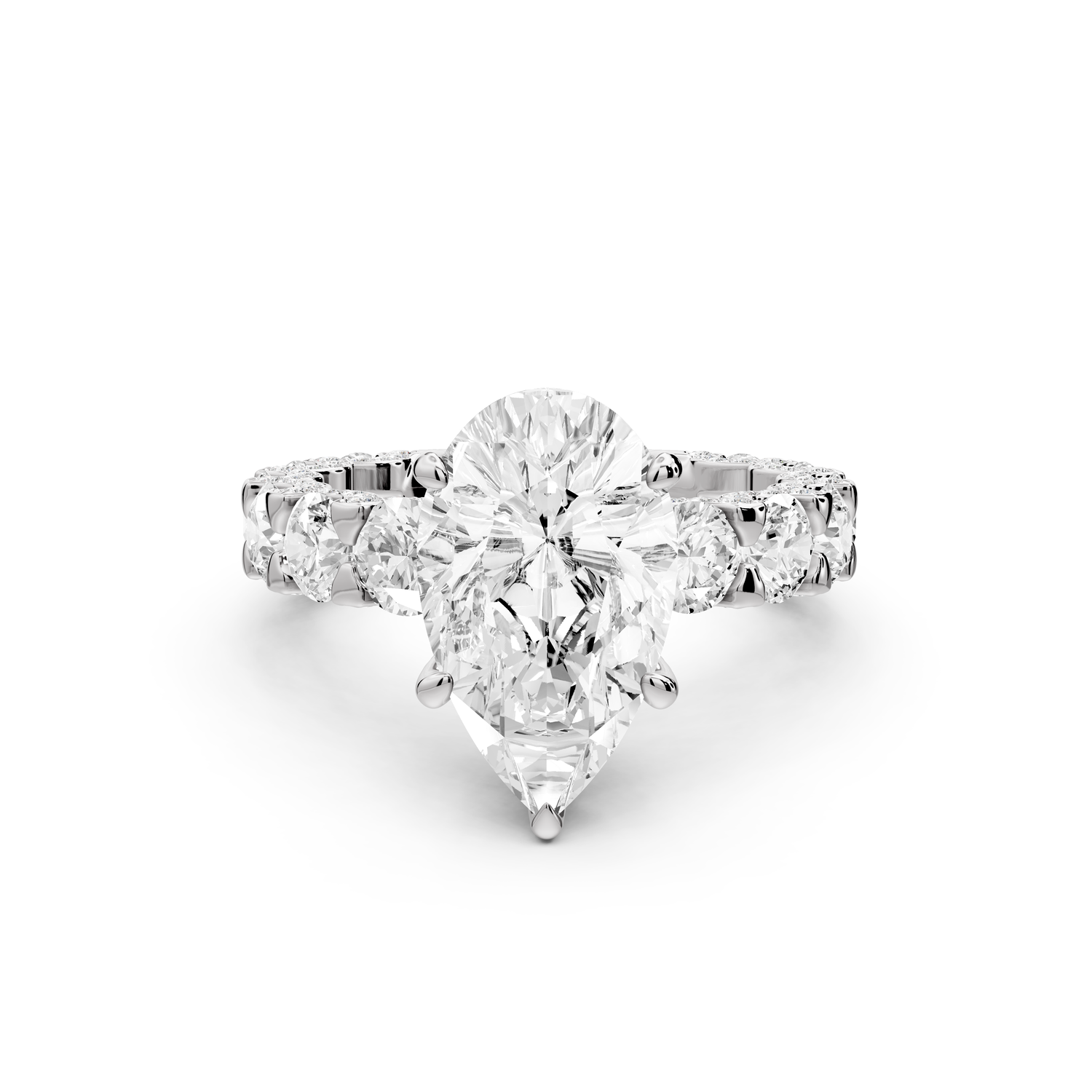 Maya - 3ct platinum Pear Hidden Halo Engagement Ring with Halo-Set Side Stones