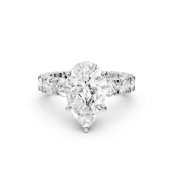 Maya - 3ct platinum Pear Hidden Halo Engagement Ring with Halo-Set Side Stones