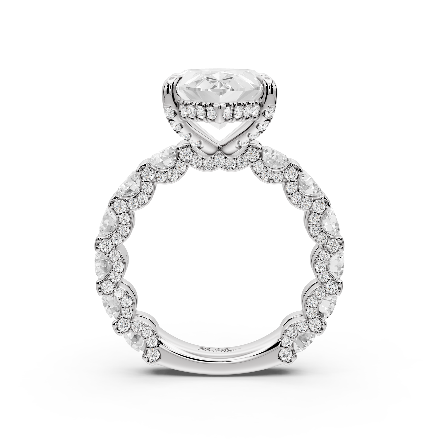 Maya - 5ct platinum Marquise Hidden Halo Engagement Ring with Halo-Set Side Stones