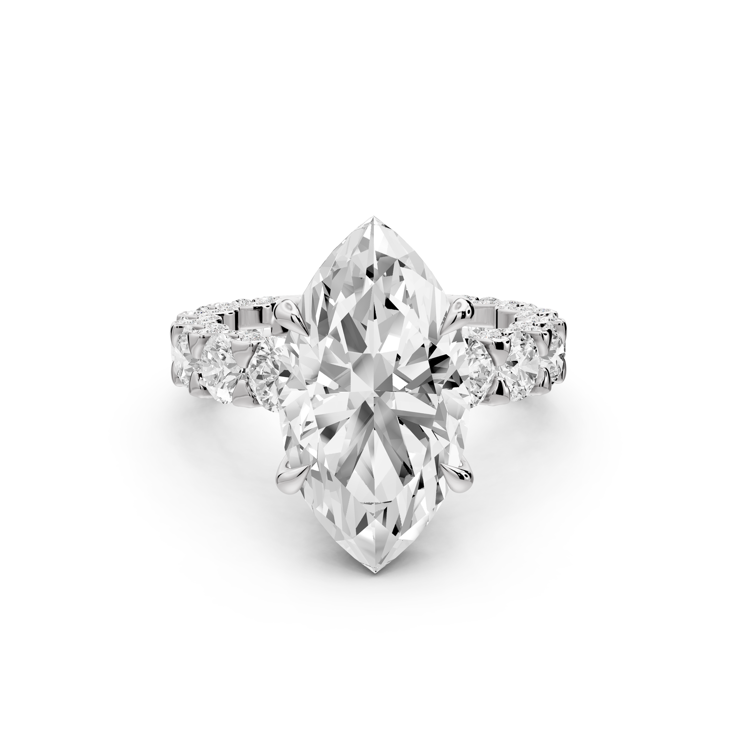 Maya - 5ct platinum Marquise Hidden Halo Engagement Ring with Halo-Set Side Stones