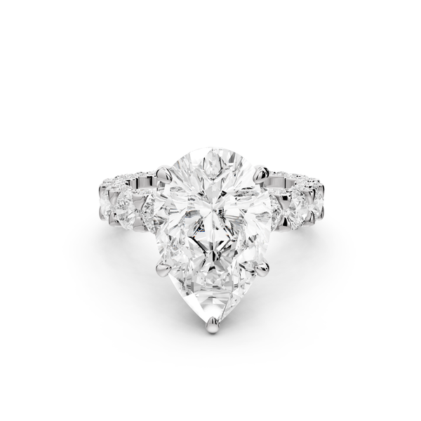 Maya - 5ct platinum Pear Hidden Halo Engagement Ring with Halo-Set Side Stones