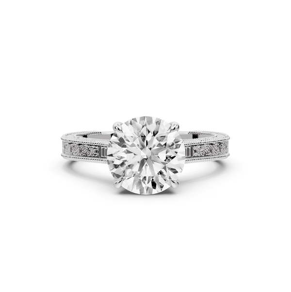 Daniel - 2ct platinum Round Vintage-Inspired Solitaire Engagement Ring with Hand-Engraved Milgrain Band