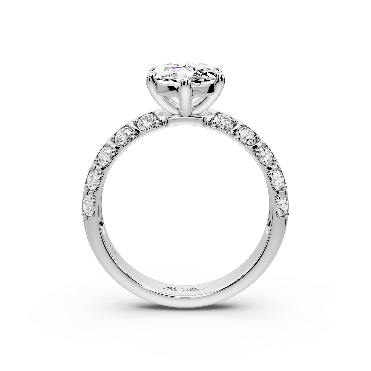 Jessica - 2ct platinum Marquise Split-Shank Engagement Ring with Double-Row Shared-Prong Pavé Band