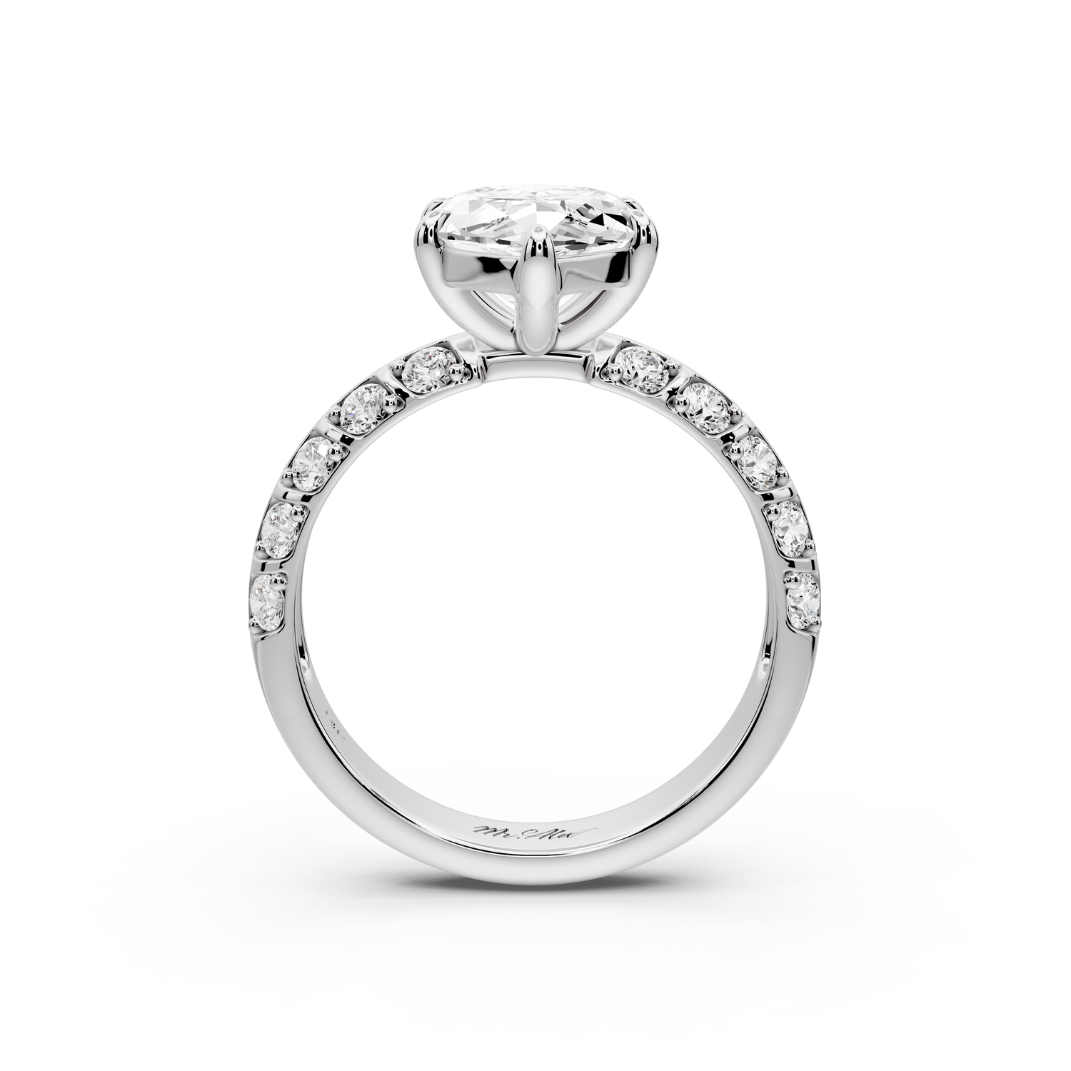 Jessica - 3ct platinum Marquise Split-Shank Engagement Ring with Double-Row Shared-Prong Pavé Band