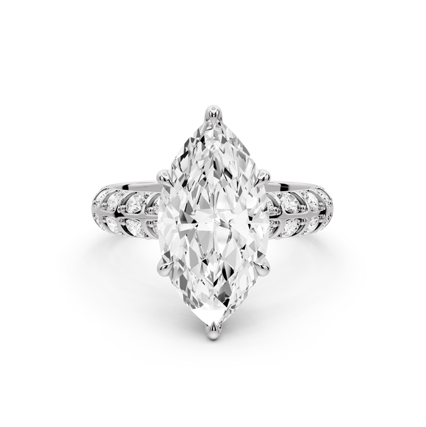 Jessica - 3ct platinum Marquise Split-Shank Engagement Ring with Double-Row Shared-Prong Pavé Band