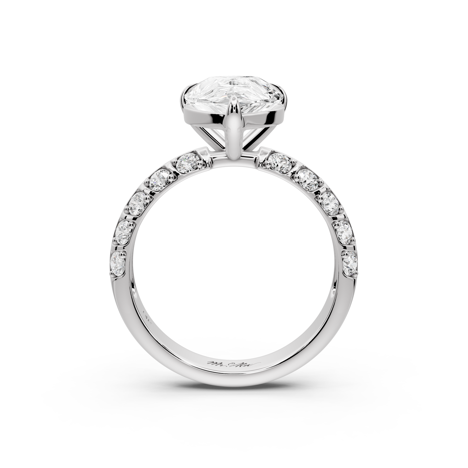 Jessica - 3ct platinum Pear Split-Shank Engagement Ring with Double-Row Shared-Prong Pavé Band