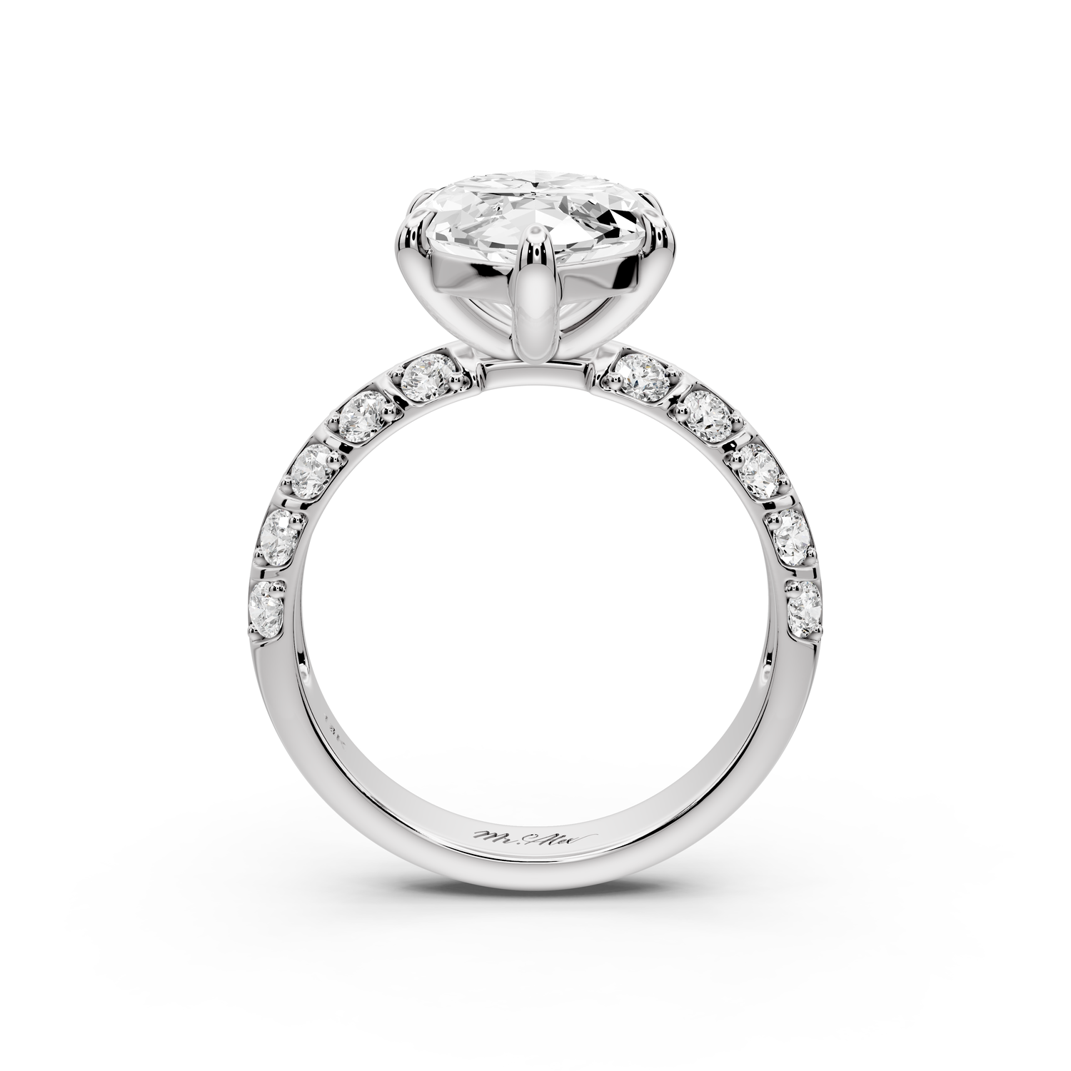 Jessica - 4ct platinum Marquise Split-Shank Engagement Ring with Double-Row Shared-Prong Pavé Band