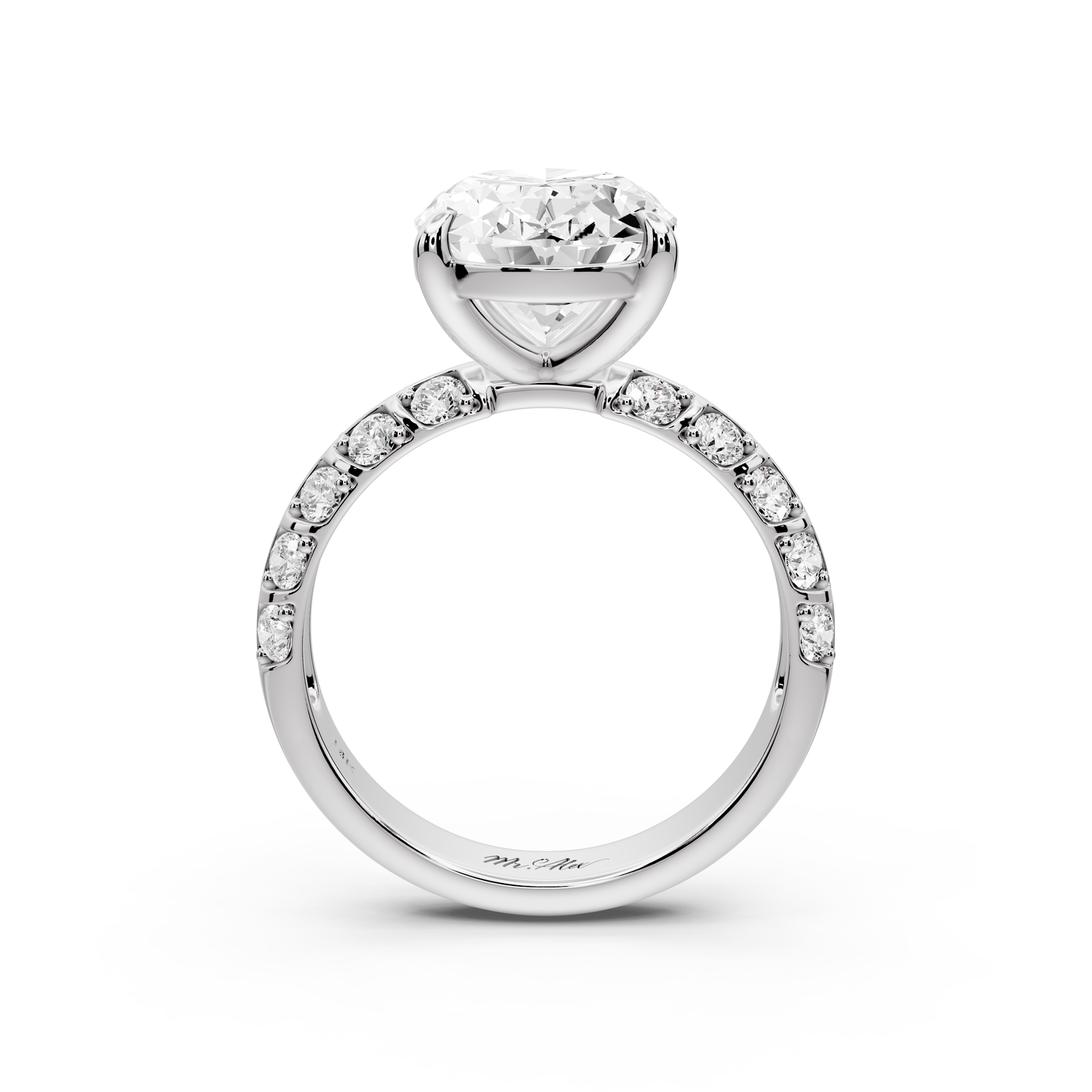 Jessica - 4ct platinum Oval Split-Shank Engagement Ring with Double-Row Shared-Prong Pavé Band