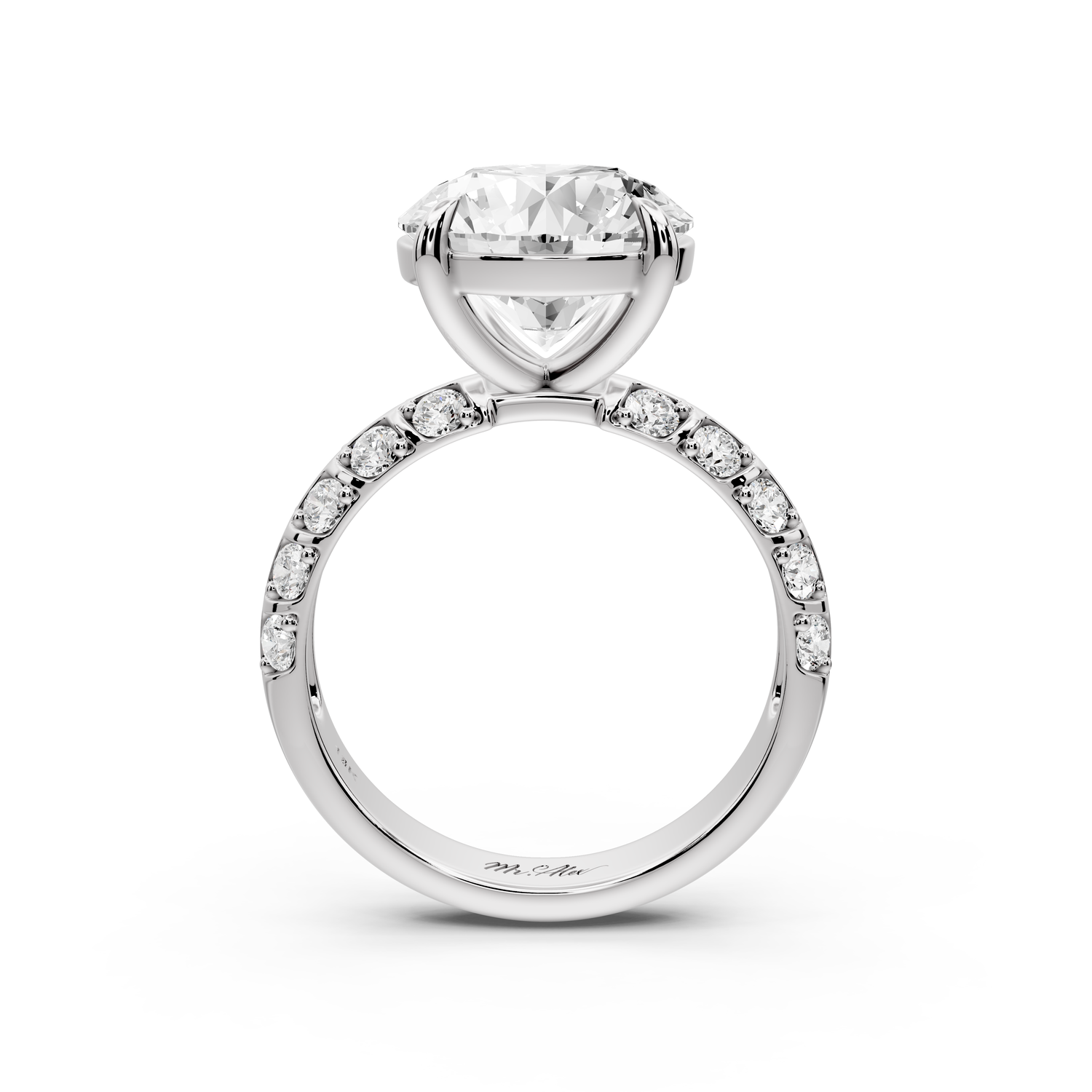Jessica - 4ct platinum Round Split-Shank Engagement Ring with Double-Row Shared-Prong Pavé Band