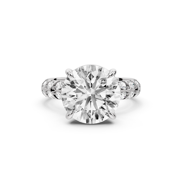 Jessica - 4ct platinum Round Split-Shank Engagement Ring with Double-Row Shared-Prong Pavé Band