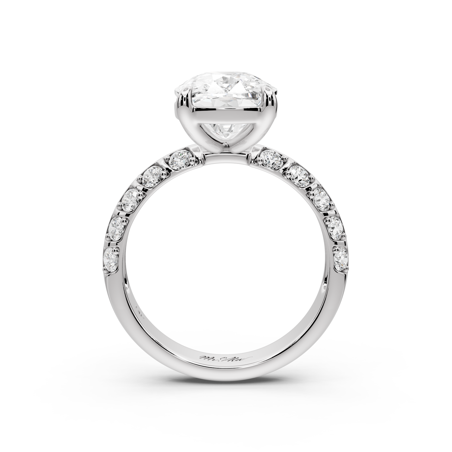 Jessica - 5ct platinum Ecushion Split-Shank Engagement Ring with Double-Row Shared-Prong Pavé Band
