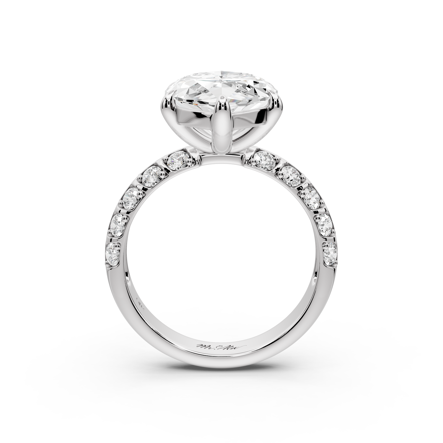 Jessica - 5ct platinum Marquise Split-Shank Engagement Ring with Double-Row Shared-Prong Pavé Band
