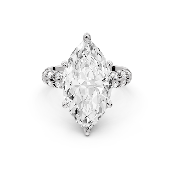 Jessica - 5ct platinum Marquise Split-Shank Engagement Ring with Double-Row Shared-Prong Pavé Band