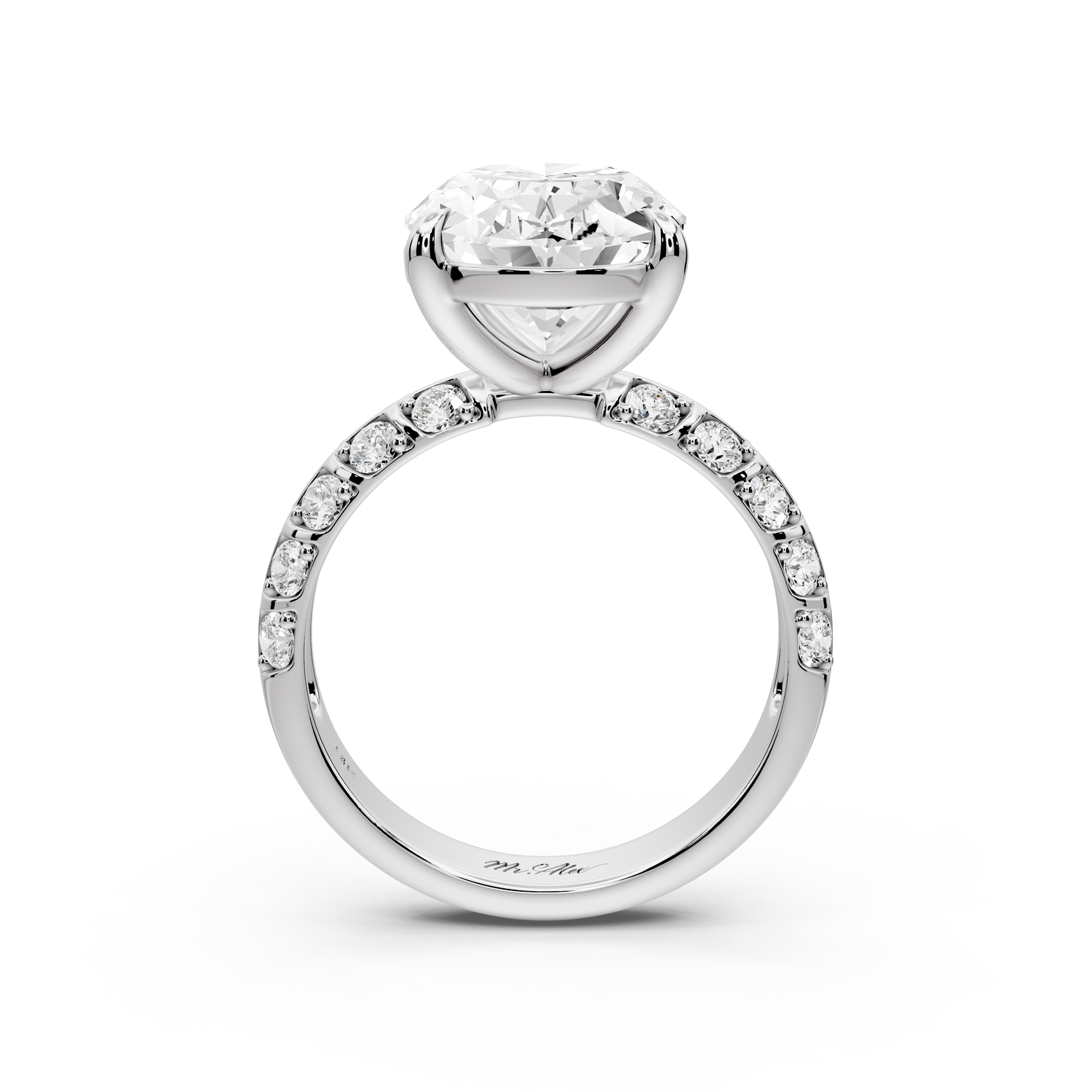 Jessica - 5ct platinum Oval Split-Shank Engagement Ring with Double-Row Shared-Prong Pavé Band