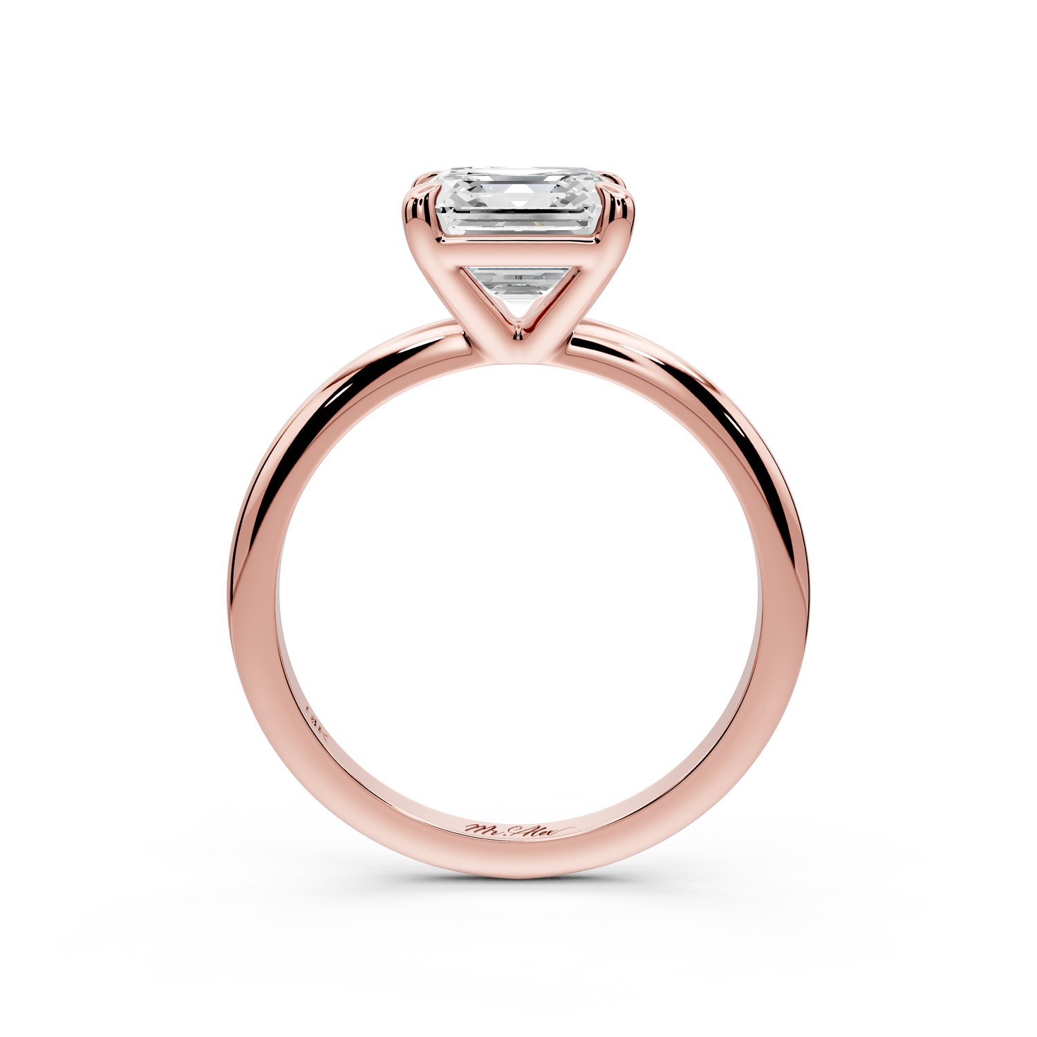 Odessa - 2ct 14k rose gold asscher Knife Edge Solitaire Engagement Ring