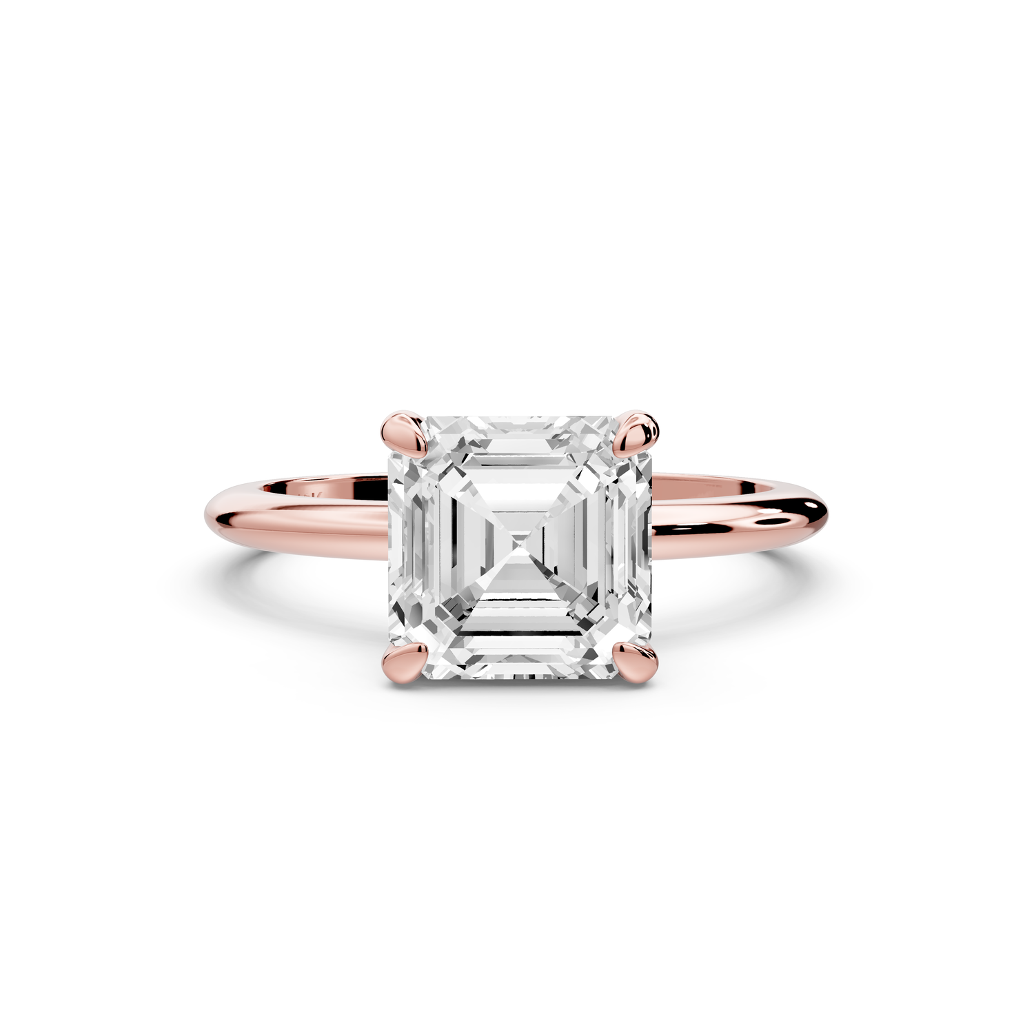Odessa - 2ct 14k rose gold asscher Knife Edge Solitaire Engagement Ring
