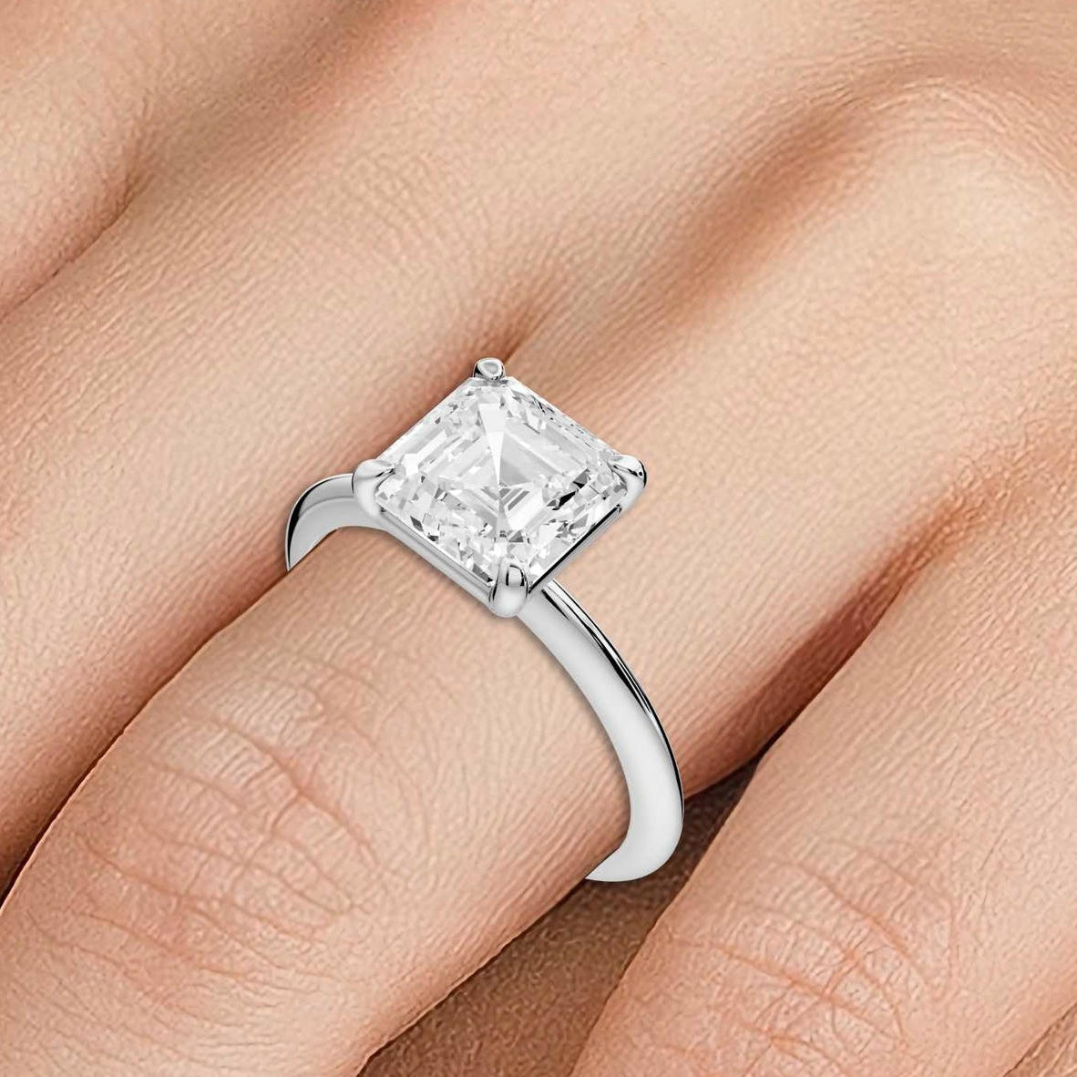 Odessa - 2ct 14k white gold asscher Knife Edge Solitaire Engagement Ring