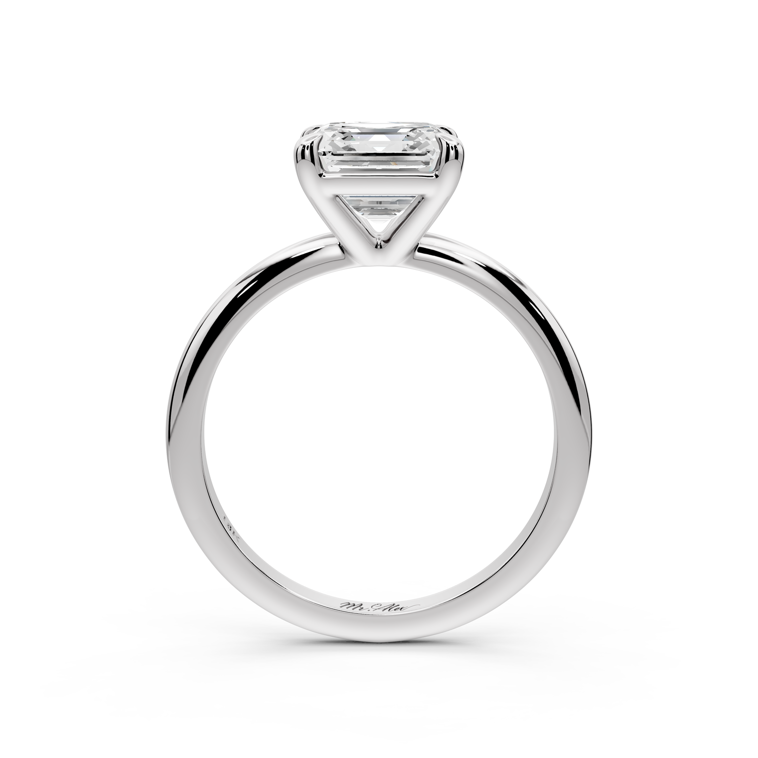 Odessa - 2ct 14k white gold asscher Knife Edge Solitaire Engagement Ring