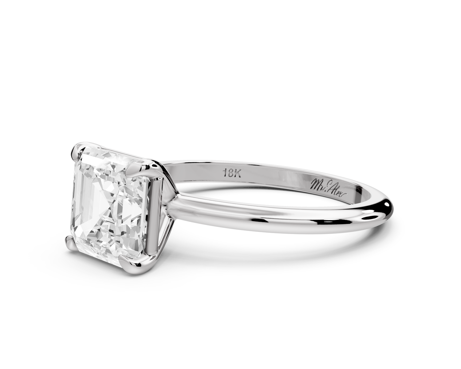 Odessa - 2ct 14k white gold asscher Knife Edge Solitaire Engagement Ring