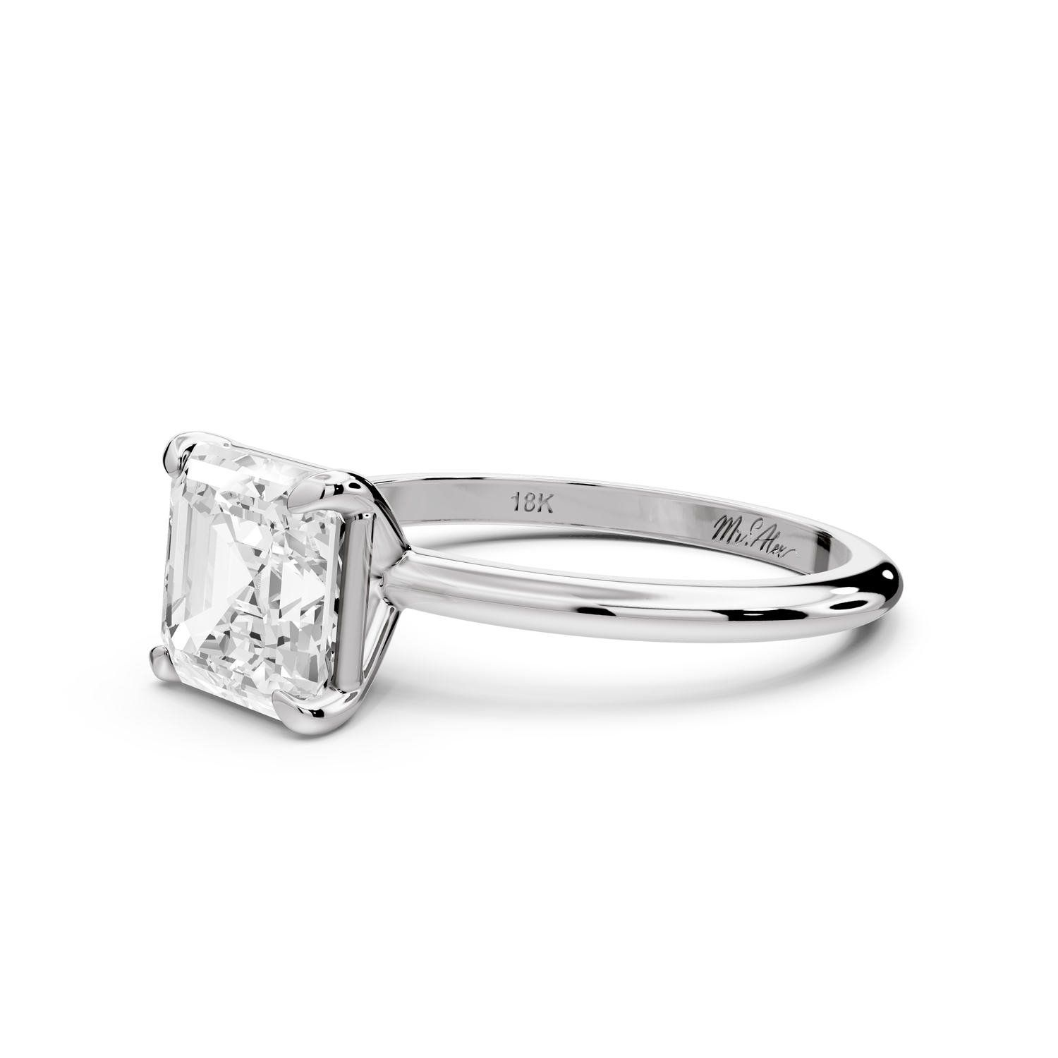 Odessa - 2ct 14k white gold asscher Knife Edge Solitaire Engagement Ring