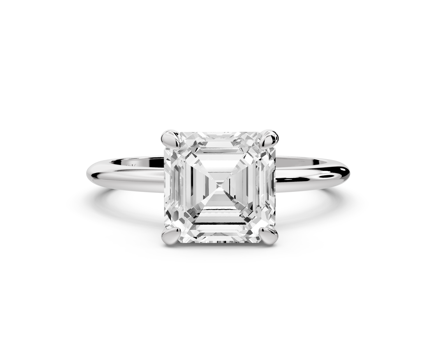 Odessa - 2ct 14k white gold asscher Knife Edge Solitaire Engagement Ring