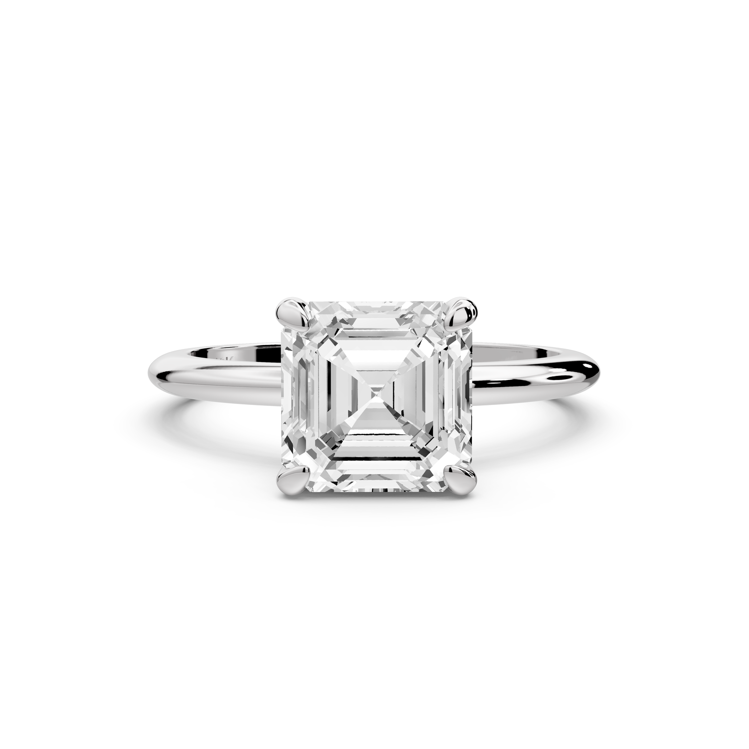 Odessa - 2ct 14k white gold asscher Knife Edge Solitaire Engagement Ring
