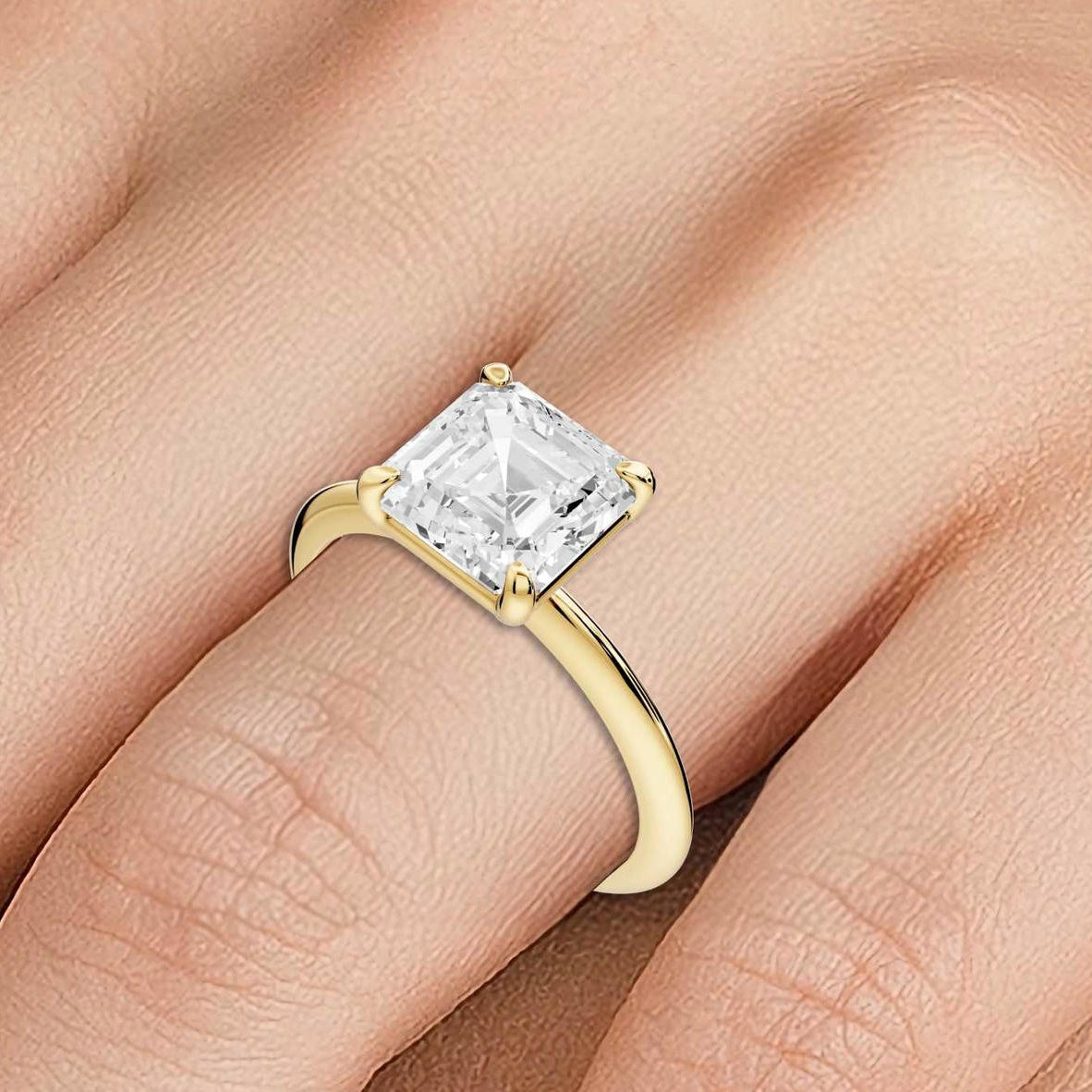 Odessa - 2ct 14k yellow gold asscher Knife Edge Solitaire Engagement Ring