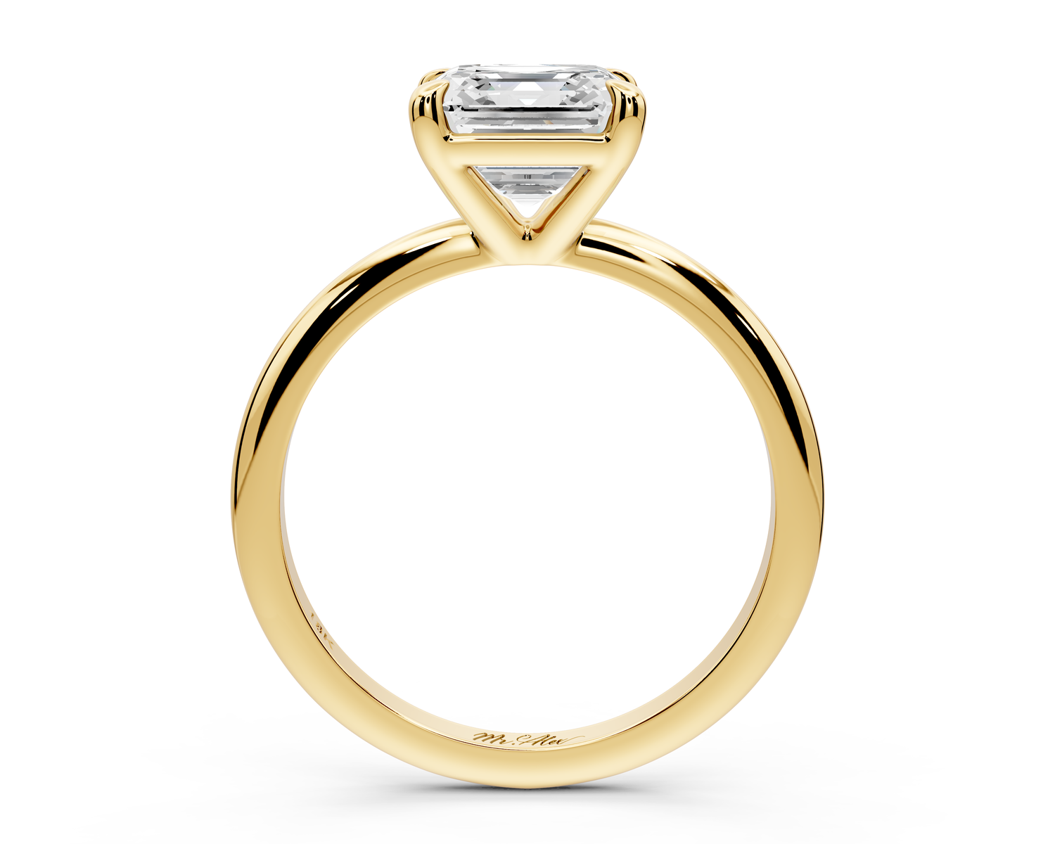 Odessa - 2ct 14k yellow gold asscher Knife Edge Solitaire Engagement Ring
