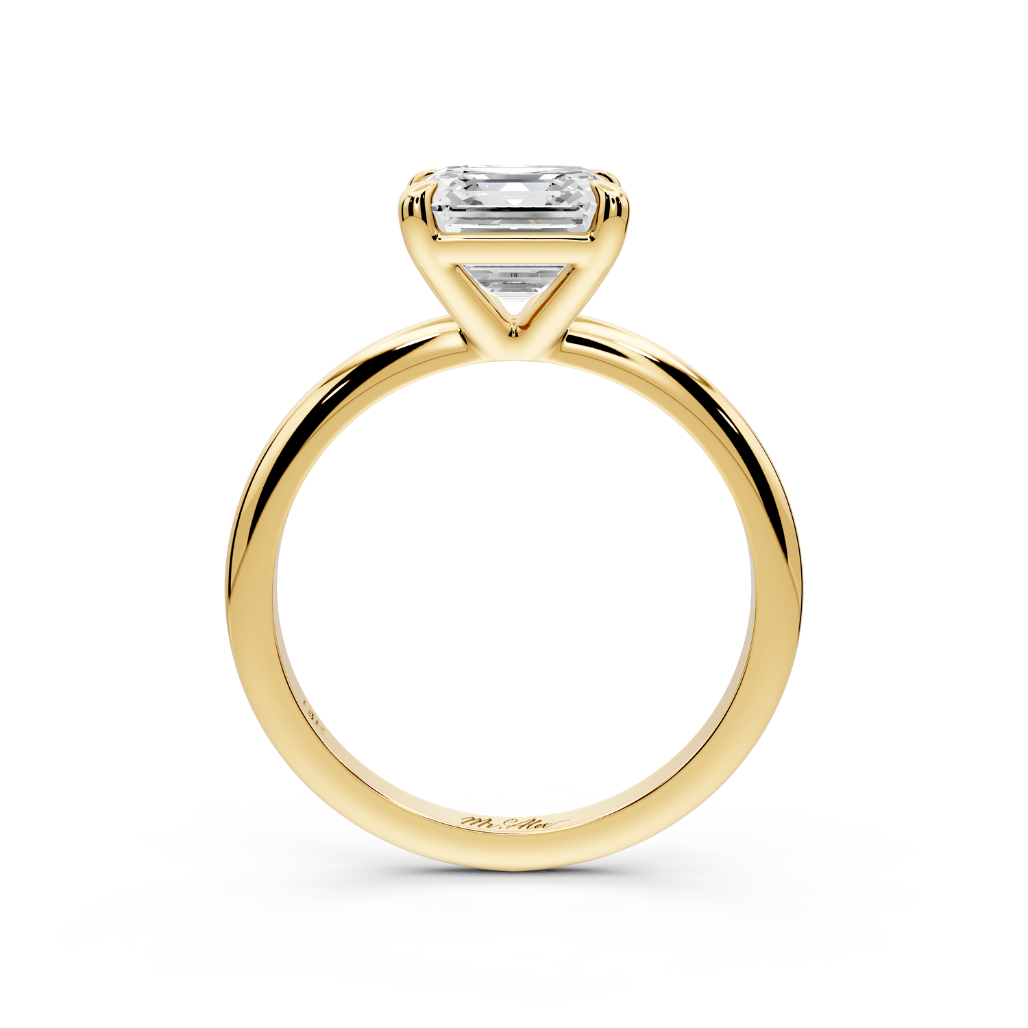 Odessa - 2ct 14k yellow gold asscher Knife Edge Solitaire Engagement Ring
