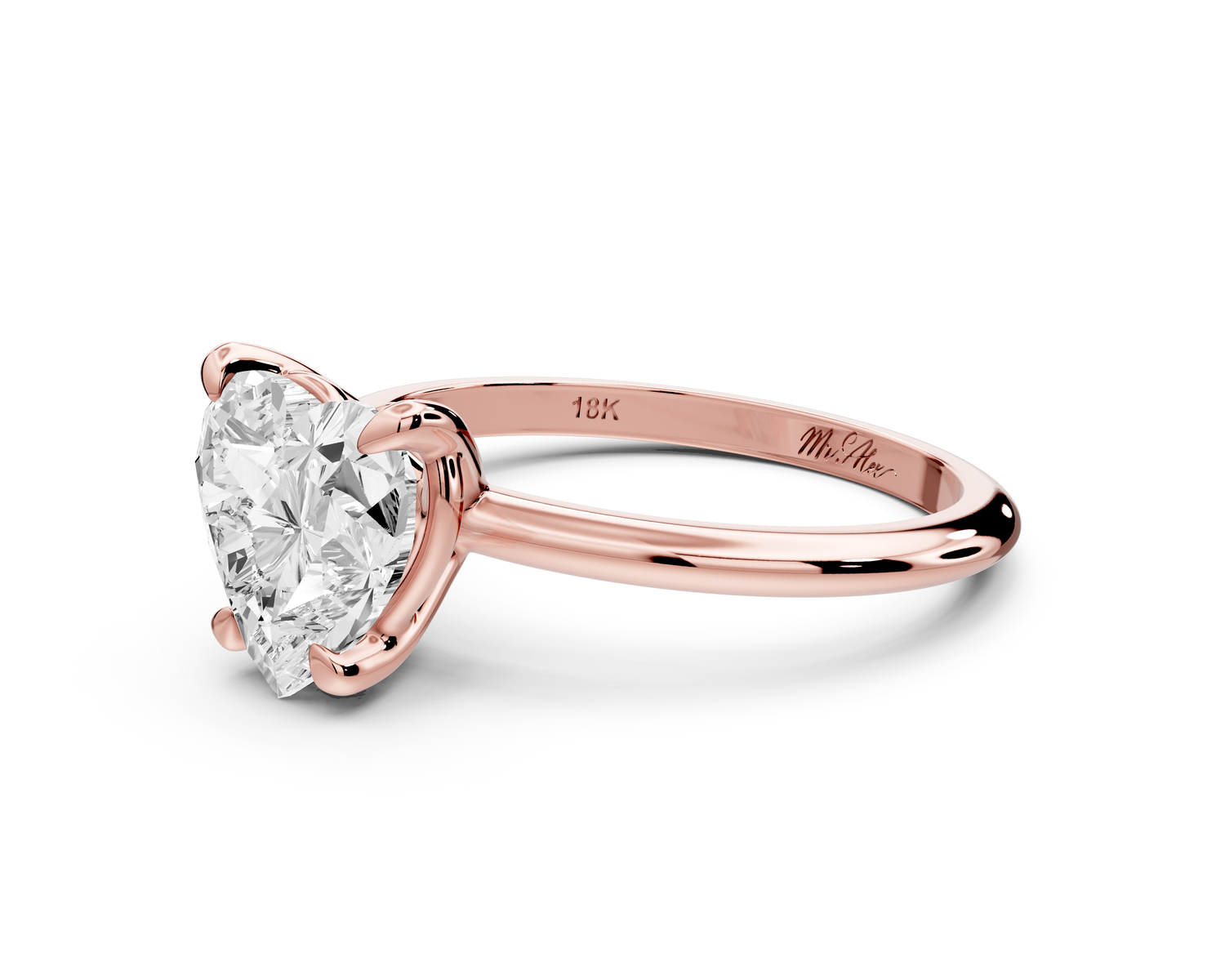 Odessa - 2ct 14k rose gold heart Knife Edge Solitaire Engagement Ring