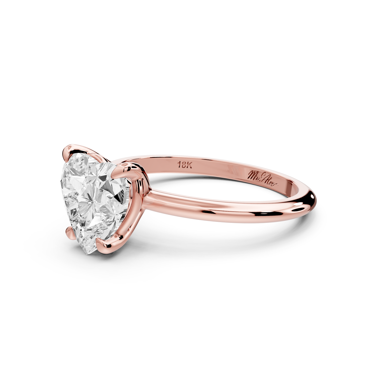 Odessa - 2ct 14k rose gold heart Knife Edge Solitaire Engagement Ring