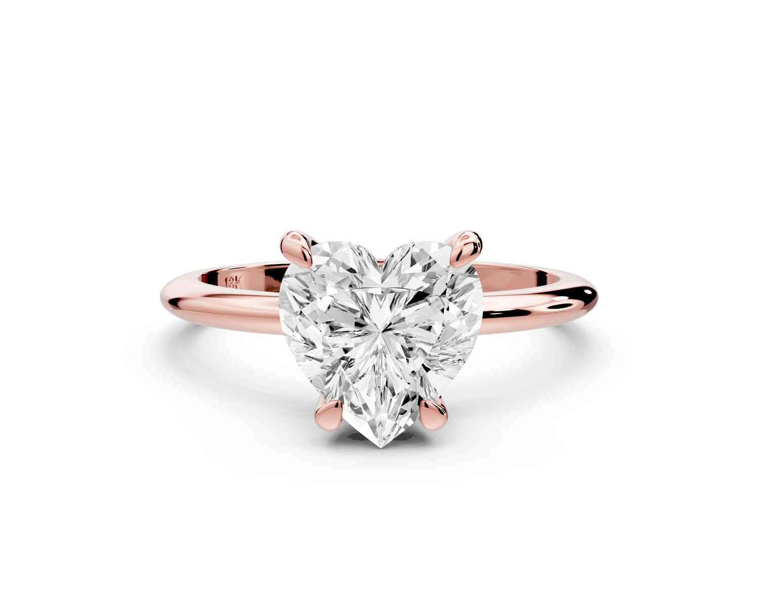 Odessa - 2ct 14k rose gold heart Knife Edge Solitaire Engagement Ring