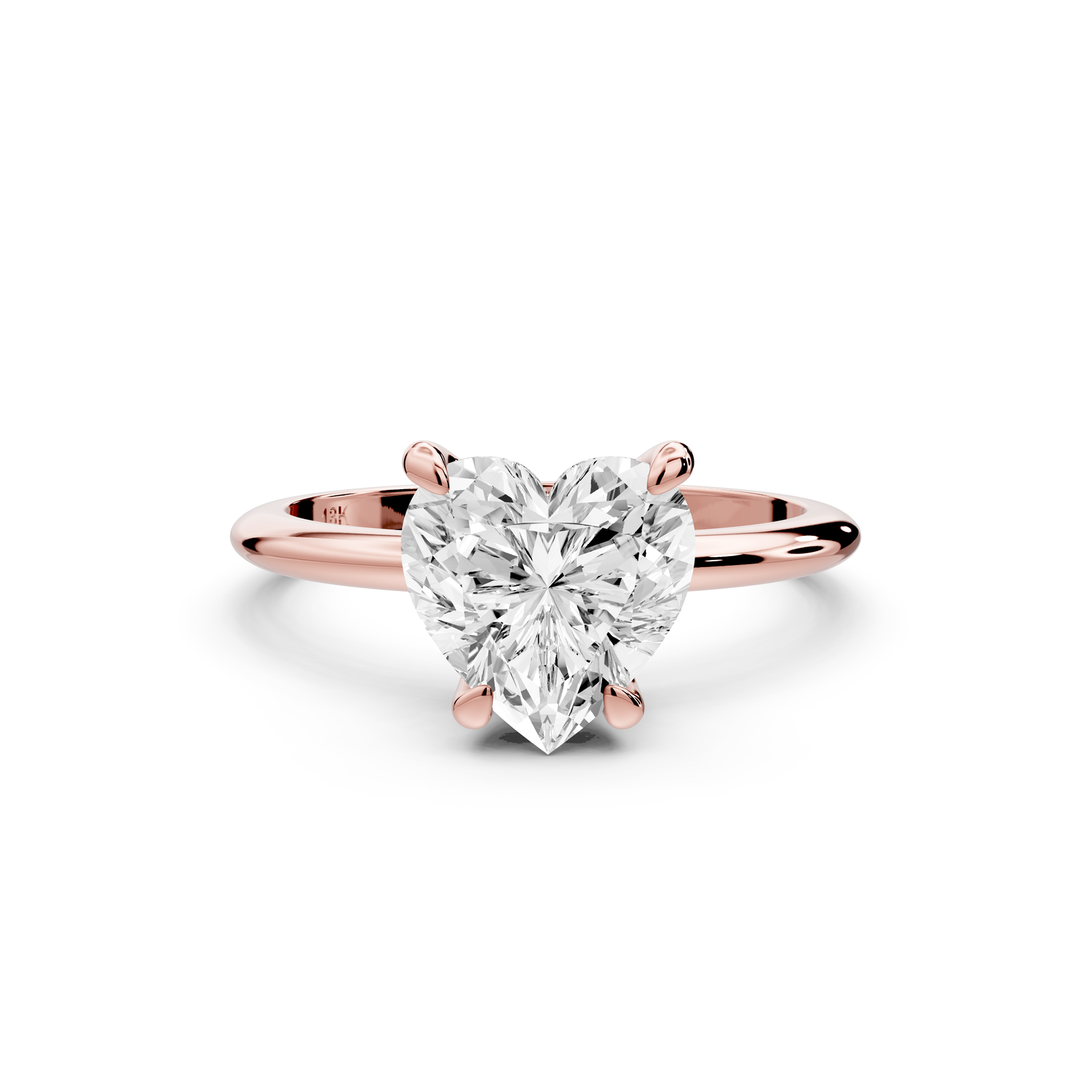 Odessa - 2ct 14k rose gold heart Knife Edge Solitaire Engagement Ring