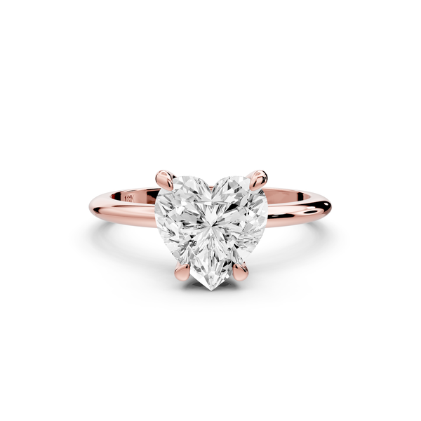 Odessa - 2ct 14k rose gold heart Knife Edge Solitaire Engagement Ring