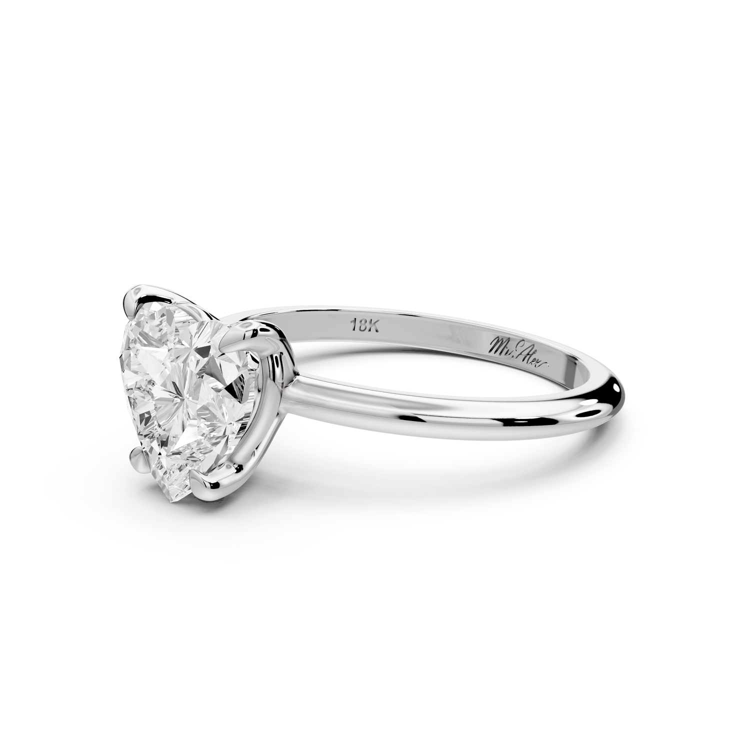 Odessa - 2ct 14k white gold heart Knife Edge Solitaire Engagement Ring