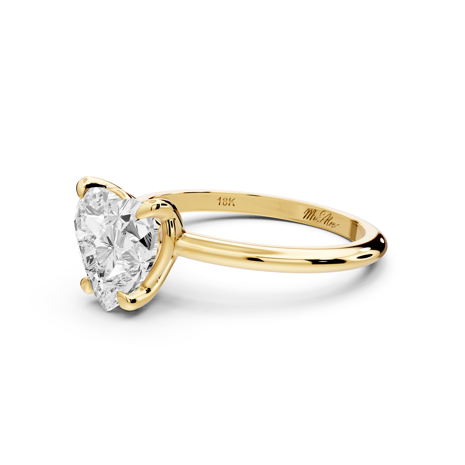 Odessa - 2ct 14k yellow gold heart Knife Edge Solitaire Engagement Ring