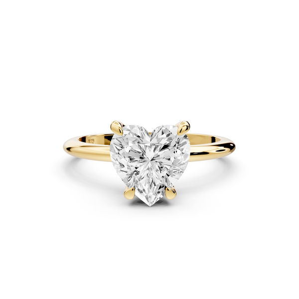 Odessa - 2ct 14k yellow gold heart Knife Edge Solitaire Engagement Ring