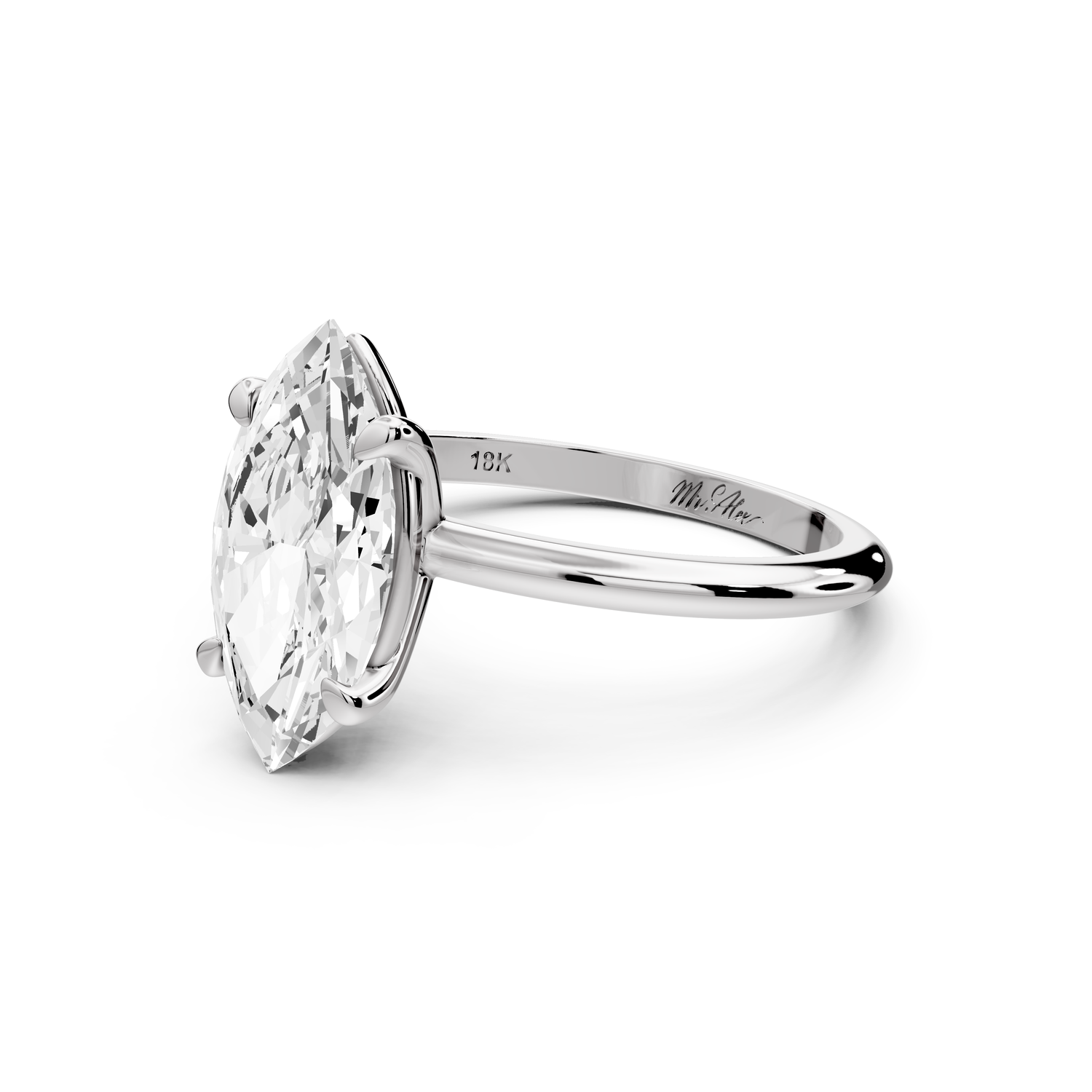 Odessa - 2ct 14k white gold marquise Knife Edge Solitaire Engagement Ring