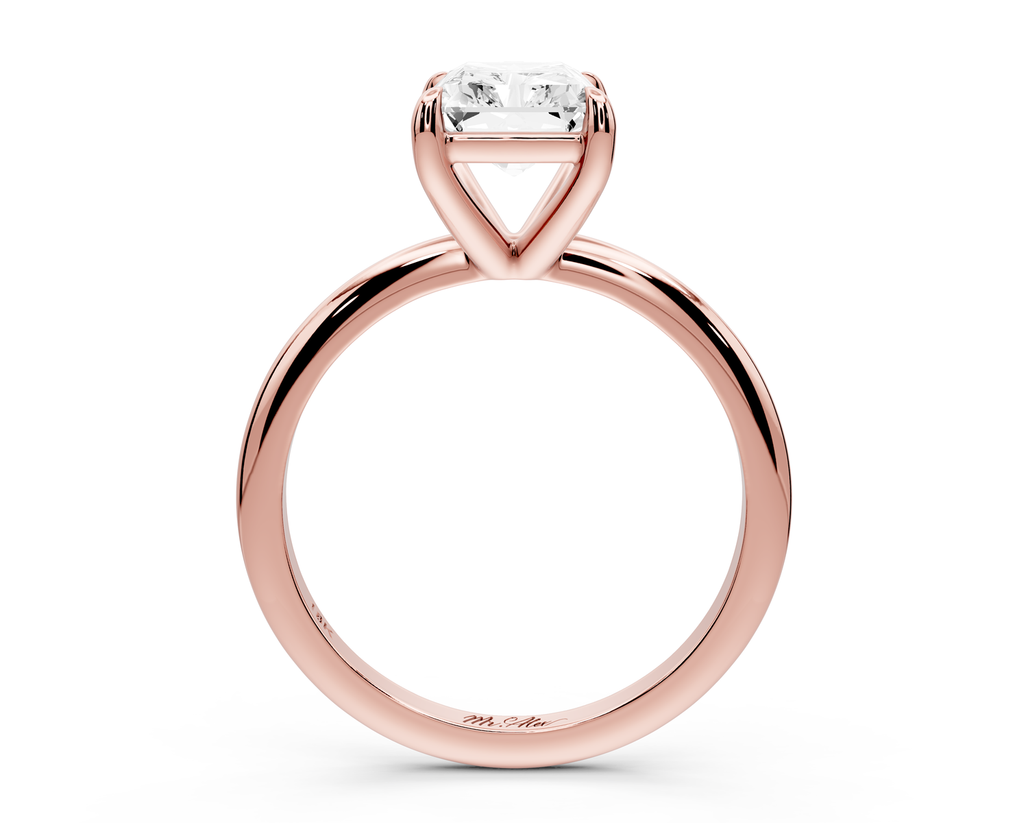 Odessa - 2ct 14k rose gold radiant Knife Edge Solitaire Engagement Ring