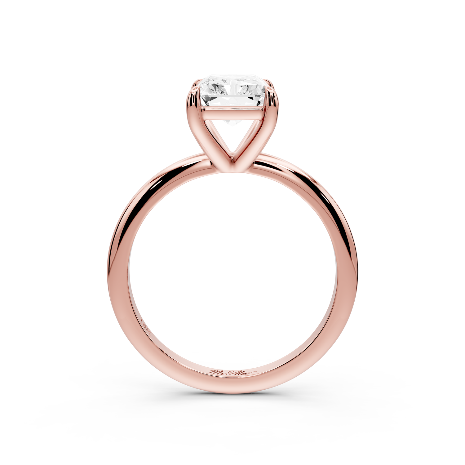 Odessa - 2ct 14k rose gold radiant Knife Edge Solitaire Engagement Ring