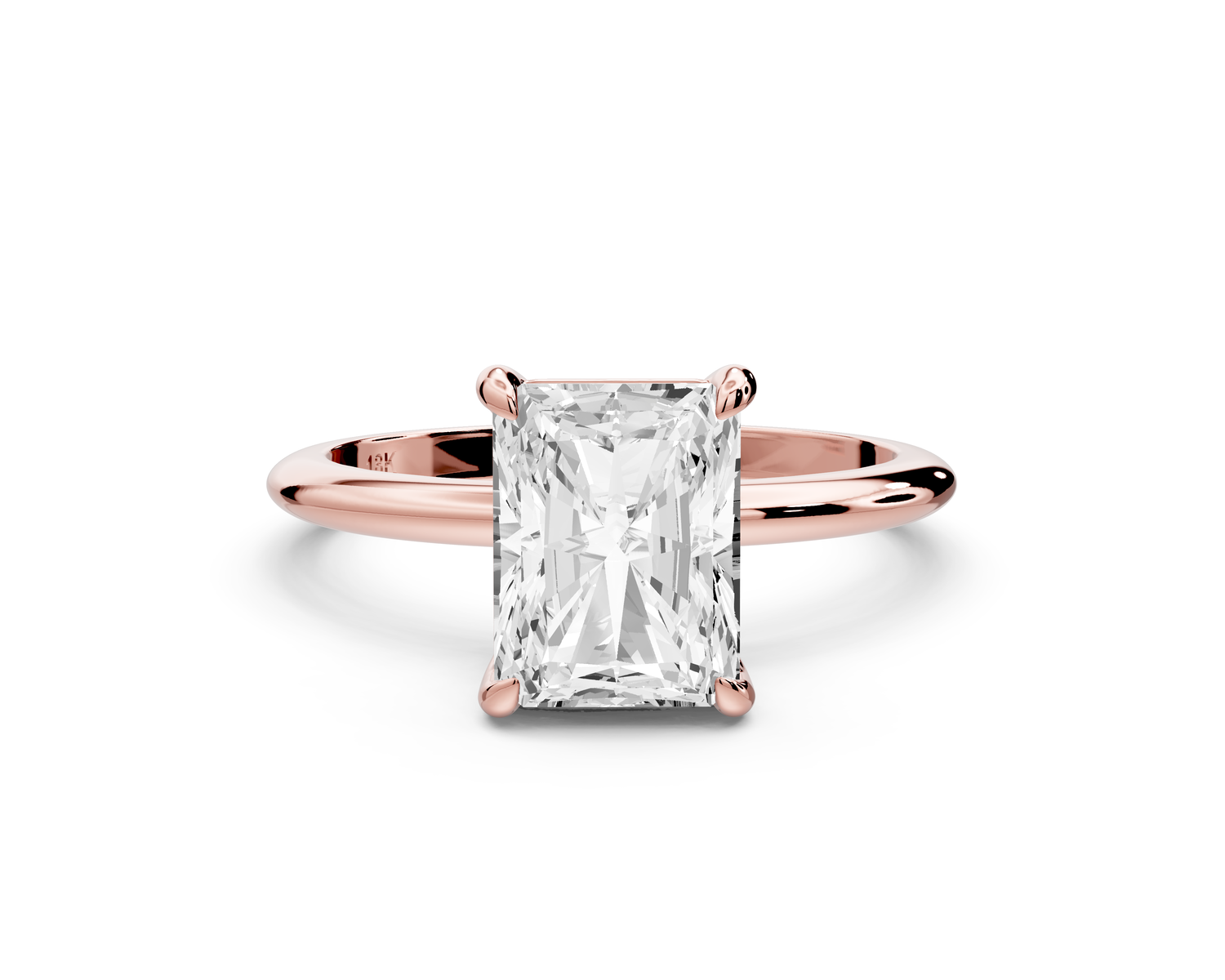 Odessa - 2ct 14k rose gold radiant Knife Edge Solitaire Engagement Ring