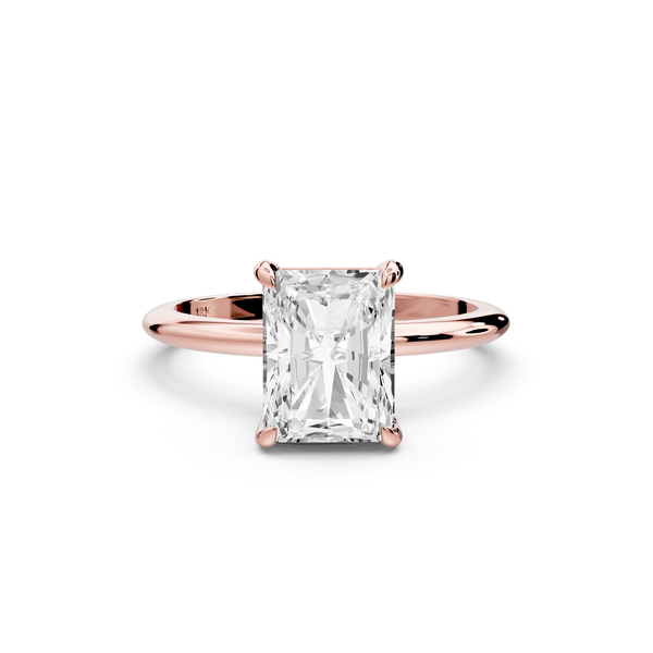 Odessa - 2ct 14k rose gold radiant Knife Edge Solitaire Engagement Ring