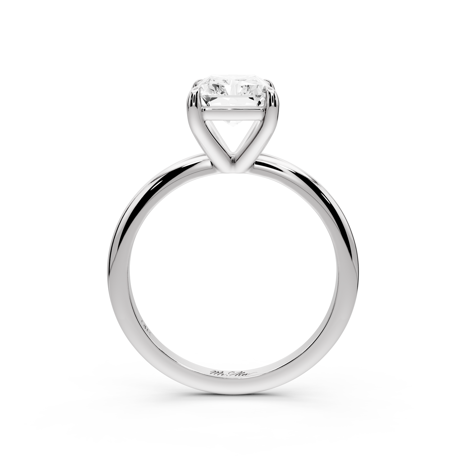 Odessa - 2ct 14k white gold radiant Knife Edge Solitaire Engagement Ring