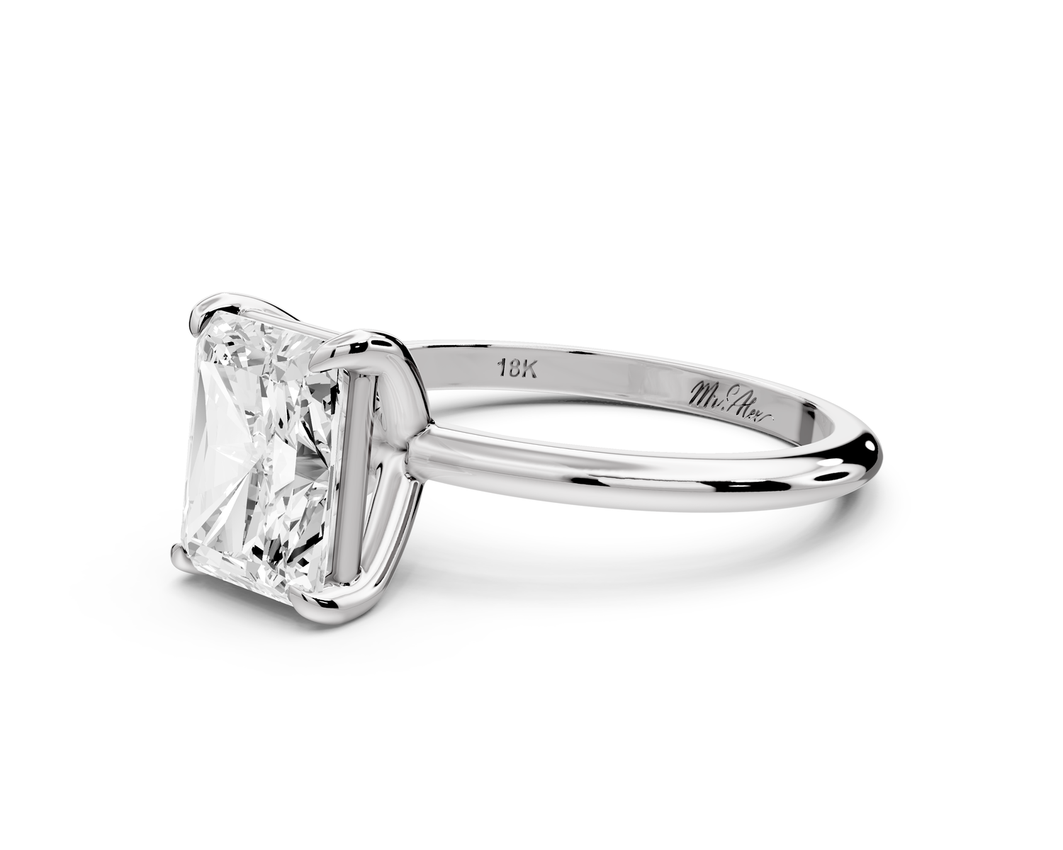 Odessa - 2ct 14k white gold radiant Knife Edge Solitaire Engagement Ring