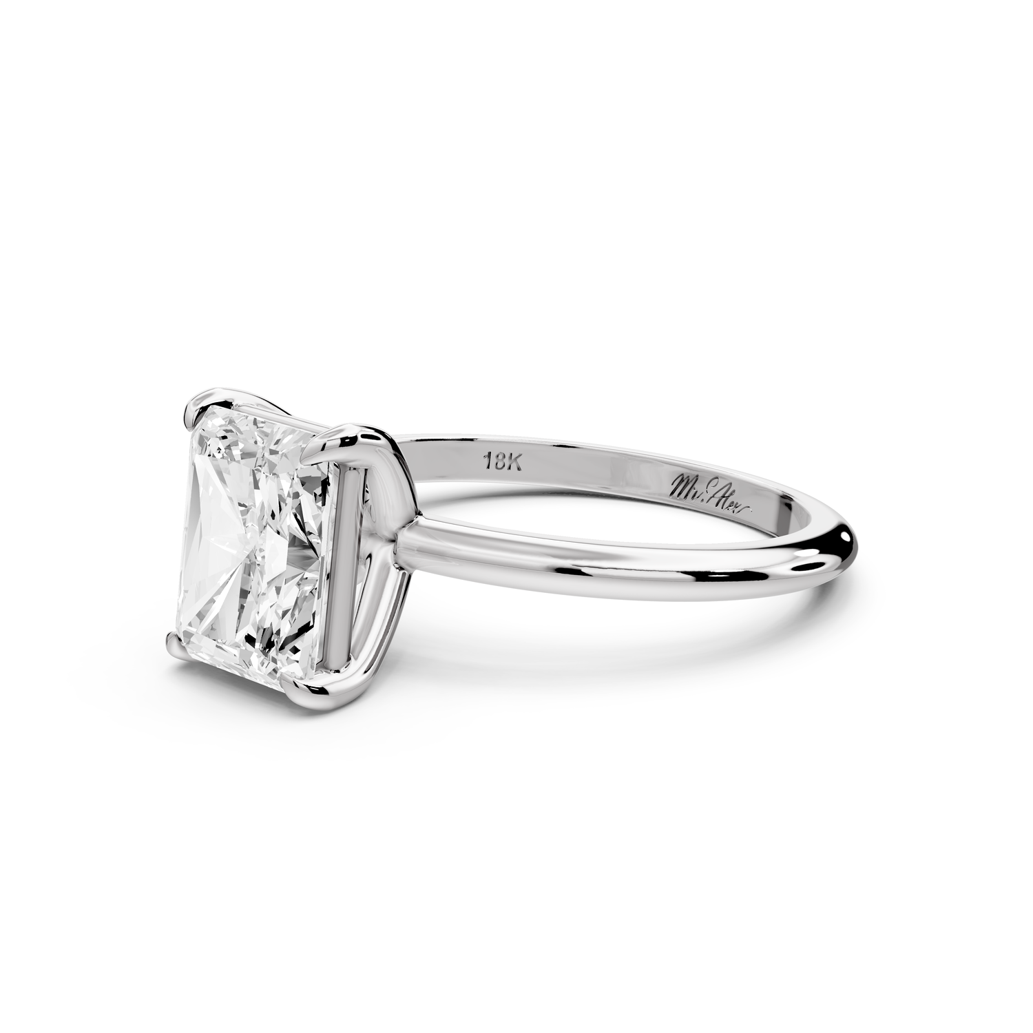 Odessa - 2ct 14k white gold radiant Knife Edge Solitaire Engagement Ring