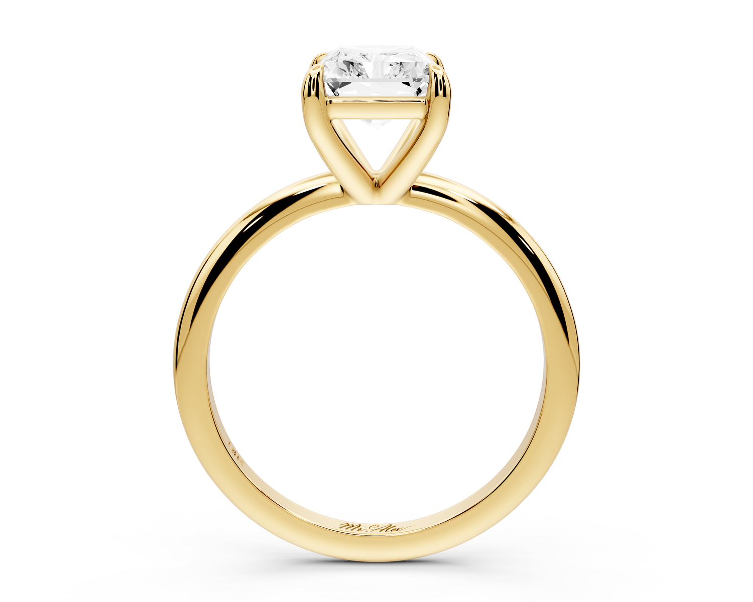 Odessa - 2ct 14k yellow gold radiant Knife Edge Solitaire Engagement Ring