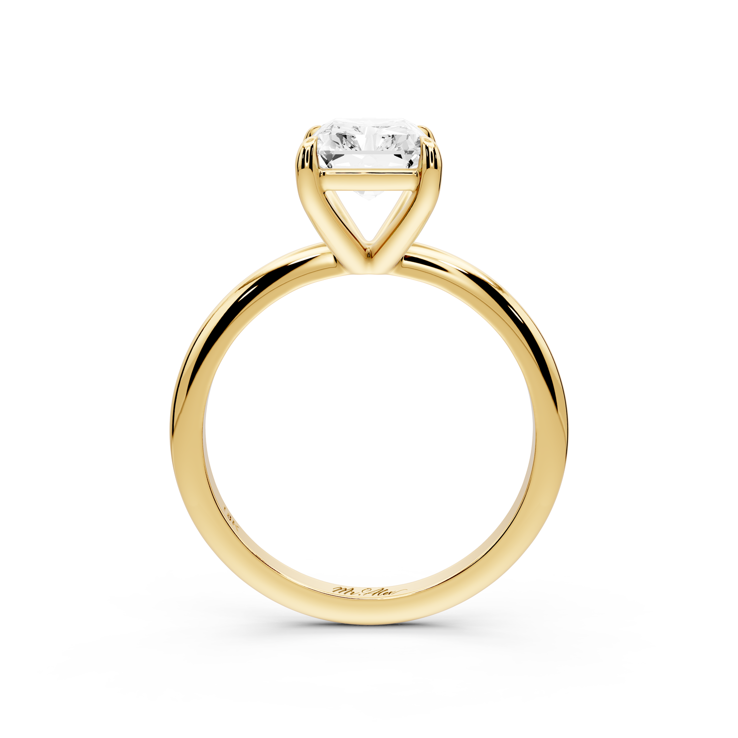 Odessa - 2ct 14k yellow gold radiant Knife Edge Solitaire Engagement Ring
