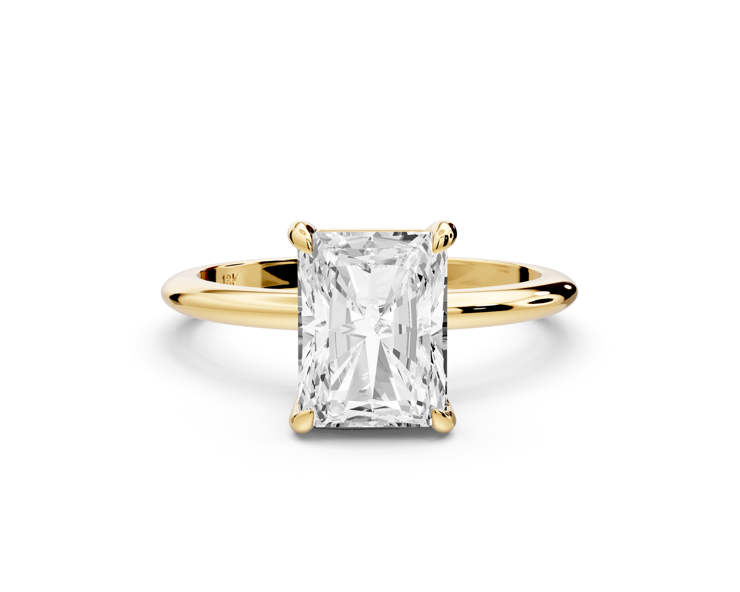 Odessa - 2ct 14k yellow gold radiant Knife Edge Solitaire Engagement Ring