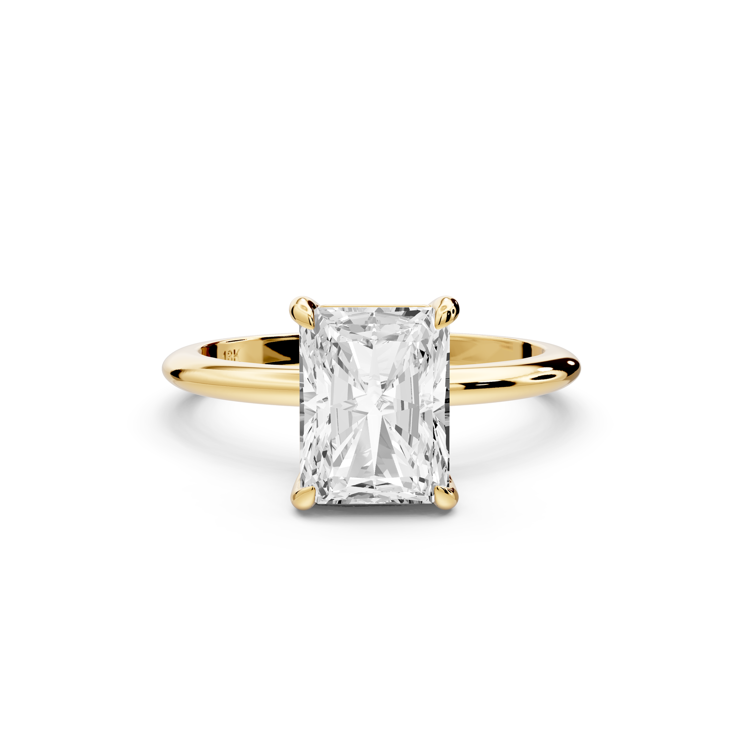 Odessa - 2ct 14k yellow gold radiant Knife Edge Solitaire Engagement Ring